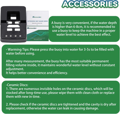 Mxmoonant - Máquina de niebla ultrasónica de 10 cabezales, 7000 ml/h, fuente de agua, máquina de niebla para estanque, atomizador cuadrado, humidificador de aire con flotador para estanque, acuario, rocalla