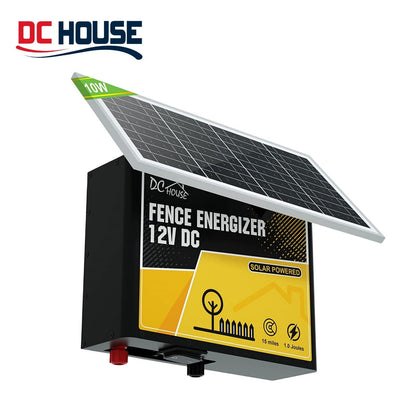 DC HOUSE Solar Powered Electric Fence Charger 15 Mile Electric Fence Energizer