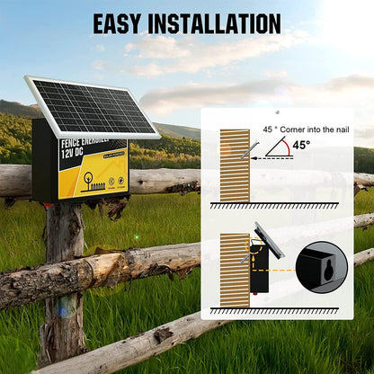 DC HOUSE Solar Powered Electric Fence Charger 15 Mile Electric Fence Energizer