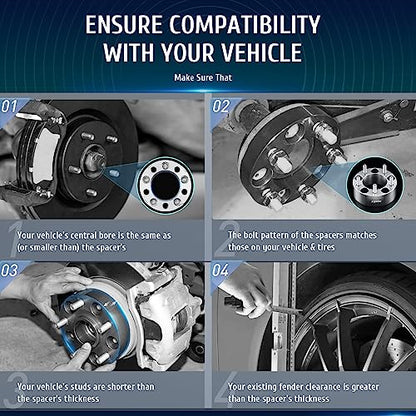 Orion Motor Tech 4pcs 5,1 cm Rueda Espaciadores 5 x 4,75 | 12 x 1,5 Studs para Chevy Corvette Camaro S10 S15 GMC Jimmy Sonoma Typhoon & Cadillac Oldsmobile Pontiac