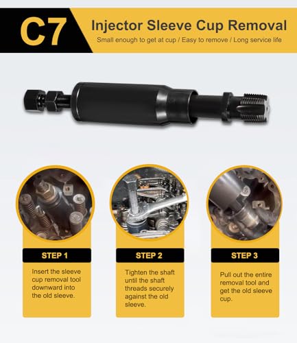 Yoursme - Herramienta de instalación de extracción de vasos para inyector C7 con kit de piezas para Caterpillar Cat 3126B C7 C9 con inyectores estilo HUEI