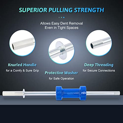 Deslizante de Alta Resistencia, Kit de Eliminación de Abolladuras con Extractor de Abolladuras de Coche Resistente y 9 Accesorios