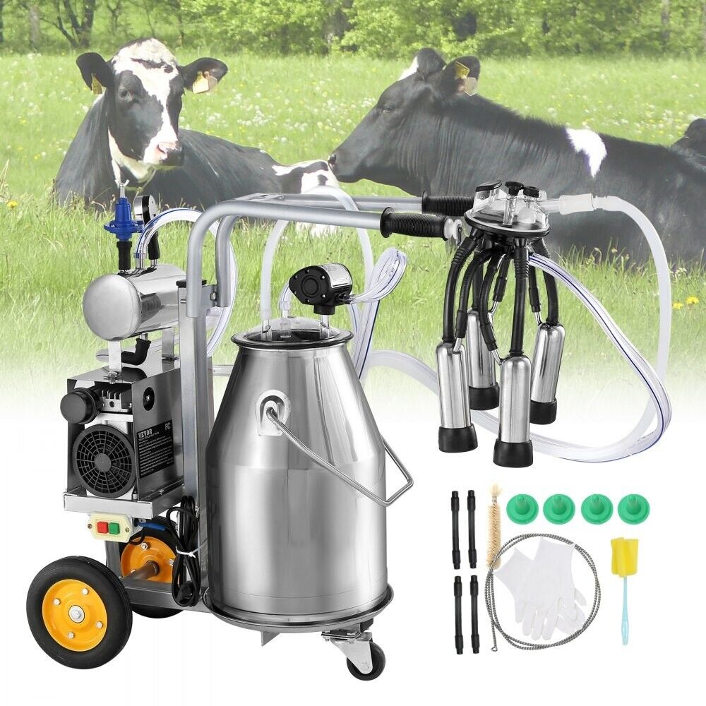 VEVOR 9JYZ-1 Ordeñadora eléctrica de vacas de 550 W, 6,6 gal/25 L, sellada de fábrica