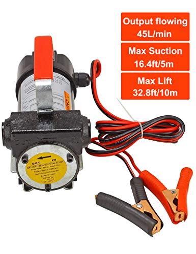 BLACKHORSE-RACING Bomba de transferencia de combustible eléctrica portátil de 12 V CC, aceite de queroseno diésel, motor de bomba de transferencia de combustible comercial