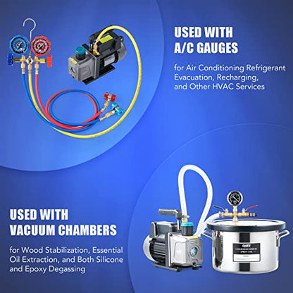 Orion Motor Tech Bomba de vacío de 4.5 cfm, bomba de vacío HVAC de 1 etapa para sistemas R12 R22 R134a R410a, pequeña bomba de vacío de 1/3 hp de 38 micrones para aire acondicionado, desgasificación