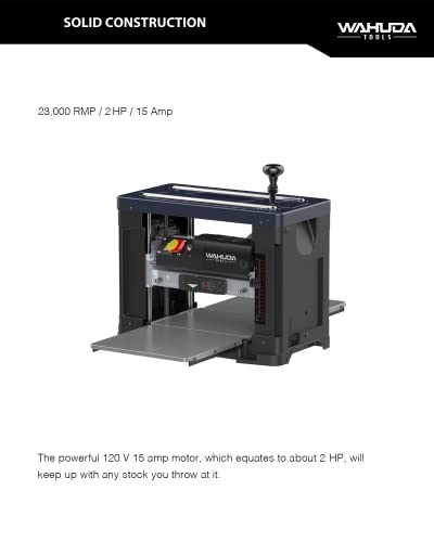 Wahuda Tools Cepilladora de cabeza de corte en espiral de 13" con puntas de carburo de 4 lados (velocidad única - nuevo)