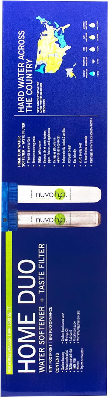 NuvoH2O Home Duo - Sistema de filtración de sabor y suavizante para toda la casa