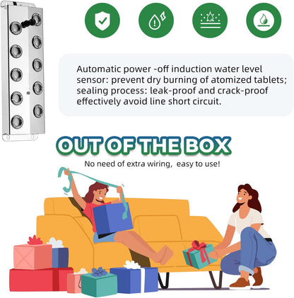 Mxmoonant - Máquina de niebla ultrasónica de 10 cabezales, 7000 ml/h, fuente de agua, máquina de niebla para estanque, atomizador cuadrado, humidificador de aire con flotador para estanque, acuario, rocalla
