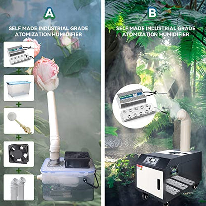Mxmoonant - Máquina de niebla ultrasónica de 10 cabezales, 7000 ml/h, fuente de agua, máquina de niebla para estanque, atomizador cuadrado, humidificador de aire con flotador para estanque, acuario, rocalla