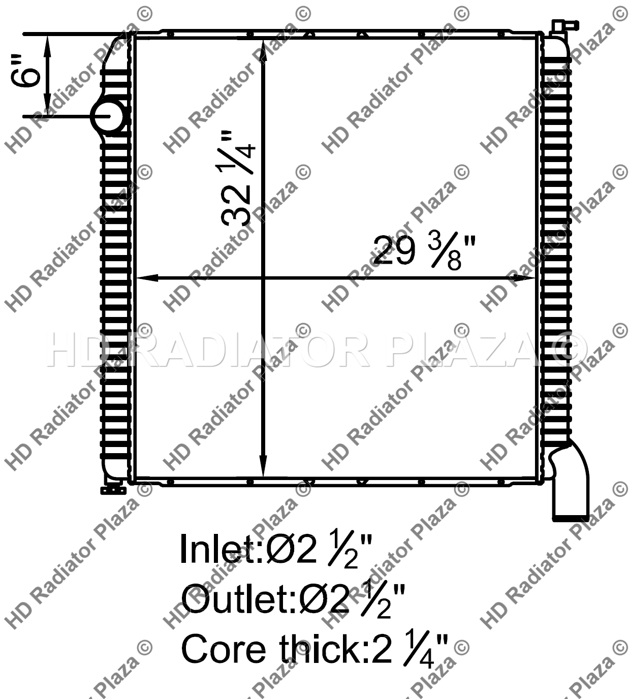 Radiator For International 03-12 5500i 5600i 04-12 5900i 32 1/4" x 29 3/8" 2 Row