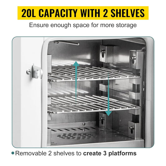 VEVOR Incubadora de laboratorio Incubadora de bacterias 20L RT-149.0 °F Incubadora digital científica PID Control de temperatura Incubadora de laboratorio microbiológico para cultivo bacteriano Germinación de semillas Ciencia médica