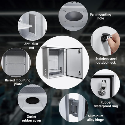 UNNAK Caja eléctrica para exteriores, 23.6 x 19.7 x 11.8 pulgadas, caja de conexiones impermeable de metal, anticorrosión universal grande Enlcosure, caja de distribución de energía de poste eléctrico (23.622 x 19.685 x 11.811 in)