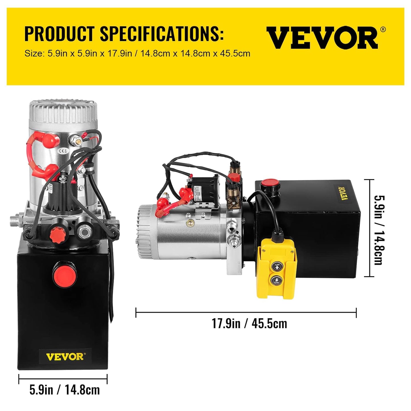 Mophorn Bomba hidráulica de 12 V de corriente continua de doble acción para remolque de volteo o levantamiento de autos, de 8 qt, con depósito de metal para el aceite