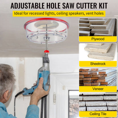 VEVOR Adjustable Hole Saw Cutter Kit Hole Cutter 1-5/8" to 8" w/PC Dust Shield