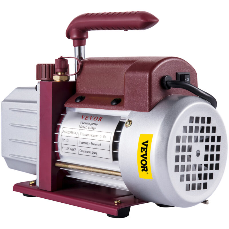 4.5 CFM Single-Stage Rotary Vacuum Pump HVAC/Auto AC 4.5CFM 1/3HP 1/2"ACME inlet