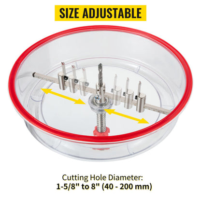 VEVOR Adjustable Hole Saw Cutter Kit Hole Cutter 1-5/8" to 8" w/PC Dust Shield