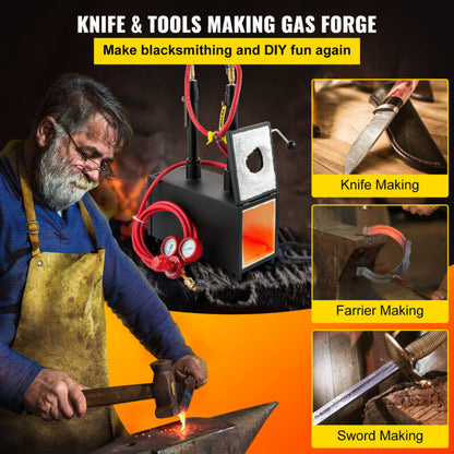 VEVOR Gas Propane Forge Furnace Burner 2Doors+2Burners Blacksmiths Farrier Metal