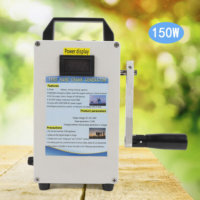 150W Portable Hand Crank Power Station Solar Generator Emergency Energy Supply