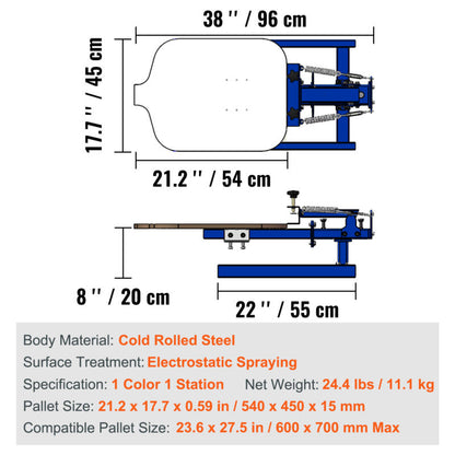 VEVOR 1 Color 1 Station Silk Screening Screenprint Press Screen Printing Machine