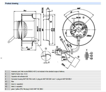 Ebmpapst R2E133-BH66-05 Replace R2E133-BH66-26 230V 24W φ133 Centrifugal Fan