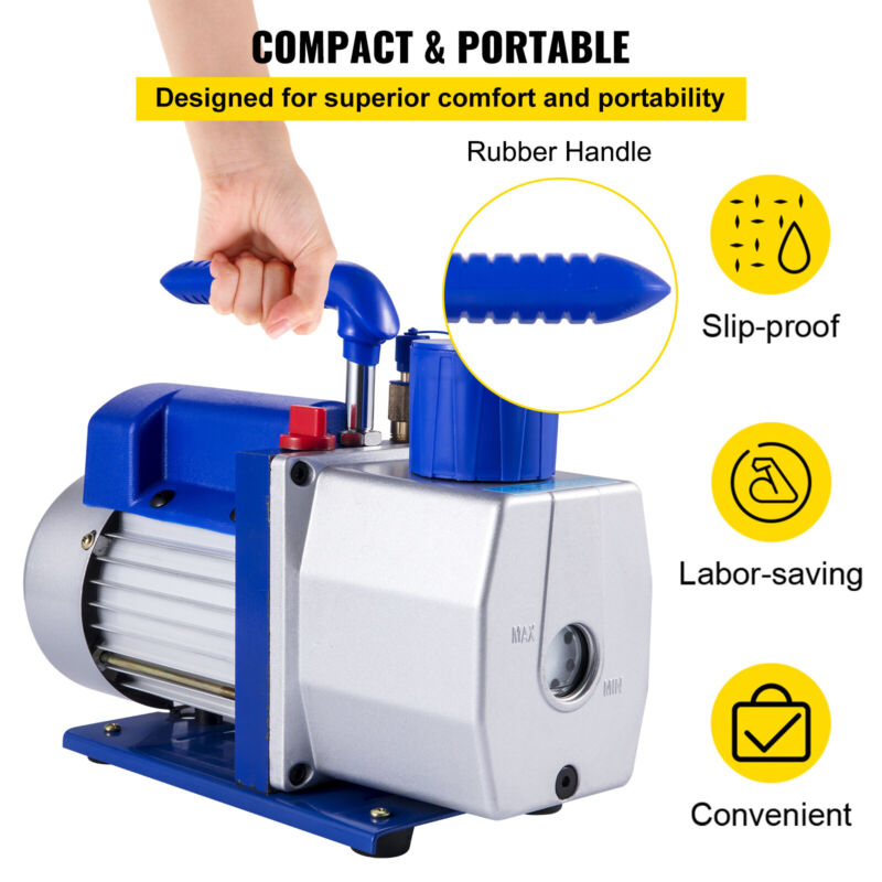 VEVOR 7 CFM Vacuum Pump Single Stage Rotary Vane 1/2 HP HVAC AC Air Tool
