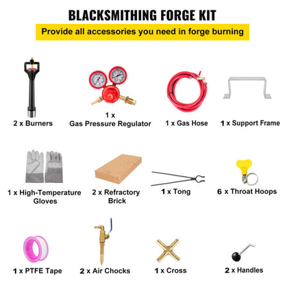 VEVOR Gas Propane Forge Furnace Burner 2Doors+2Burners Blacksmiths Farrier Metal