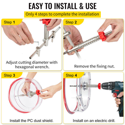 VEVOR Adjustable Hole Saw Cutter Kit Hole Cutter 1-5/8" to 8" w/PC Dust Shield