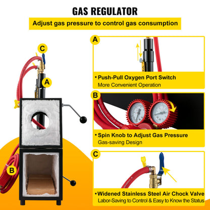 VEVOR Gas Propane Forge Furnace Burner 2Doors+2Burners Blacksmiths Farrier Metal