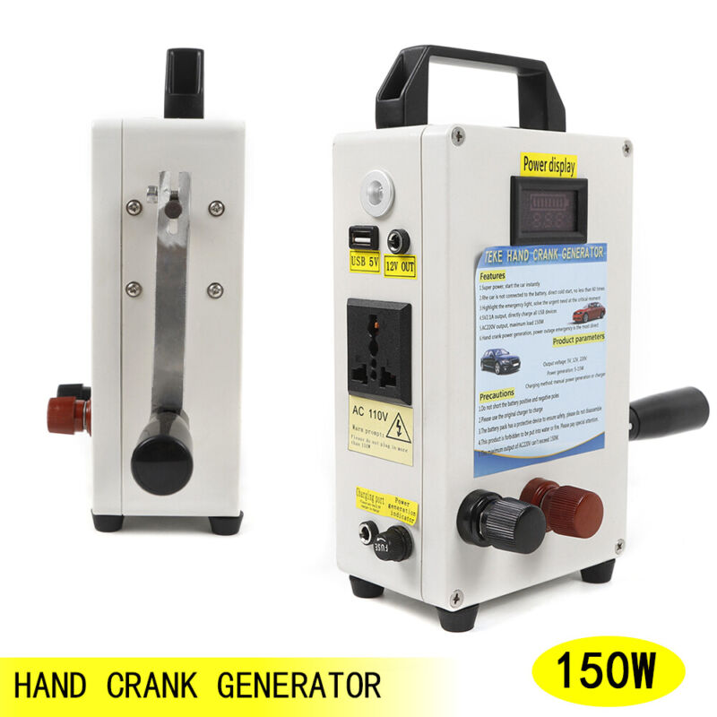 150W Portable Hand Crank Power Station Solar Generator Emergency Energy Supply