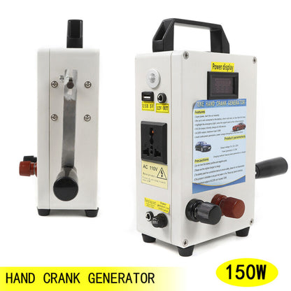 150W Portable Hand Crank Power Station Solar Generator Emergency Energy Supply