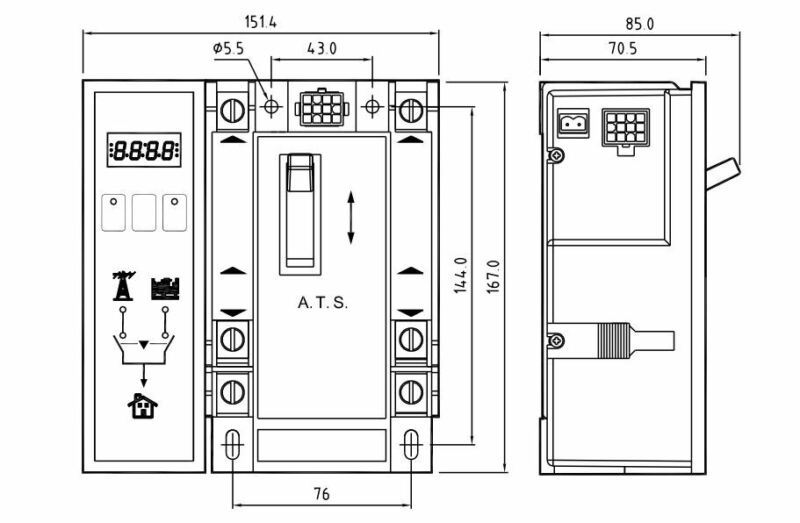 TCS2PC125-22M Transfer Switch | 125 Amps | 2 Poles | 1 Phase 240/120 Volts | ATS