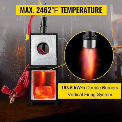 VEVOR Gas Propane Forge Furnace Burner 2Doors+2Burners Blacksmiths Farrier Metal