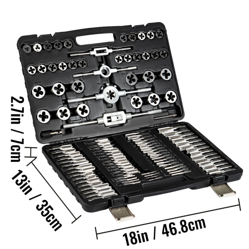 VEVOR 110PCS Tap and Die Combination Set Tungsten Steel Case Kit Metric Tools