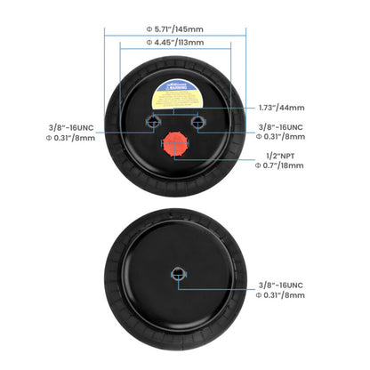 2 Packs Air Ride Suspension Bag Standard 2500 lb 1/2"npt Single Port Heavy Duty