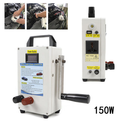 150W Portable Hand Crank Power Station Solar Generator Emergency Energy Supply