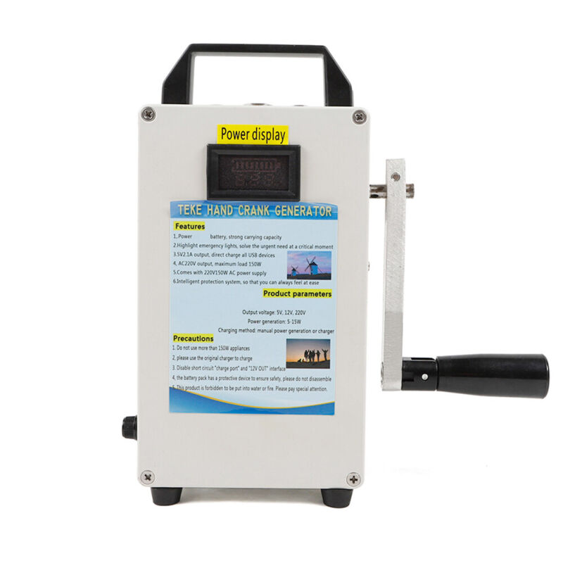 150W Portable Hand Crank Power Station Solar Generator Emergency Energy Supply