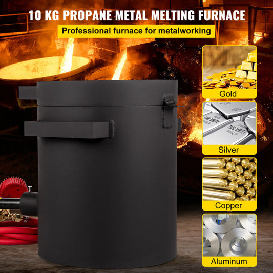 VEVOR 10KG Gas Metal Melting Furnace Propane Forge Kit Tool Crucible Gold Copper
