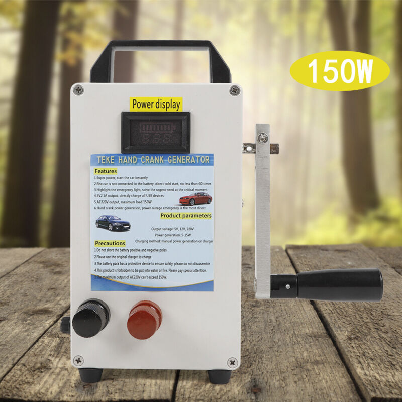 150W Portable Hand Crank Power Station Solar Generator Emergency Energy Supply