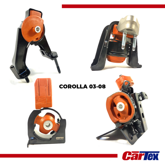 Premiun Engine Mount Kit Cartex (4) Toyota Corolla 03-08 Automatic Transmission