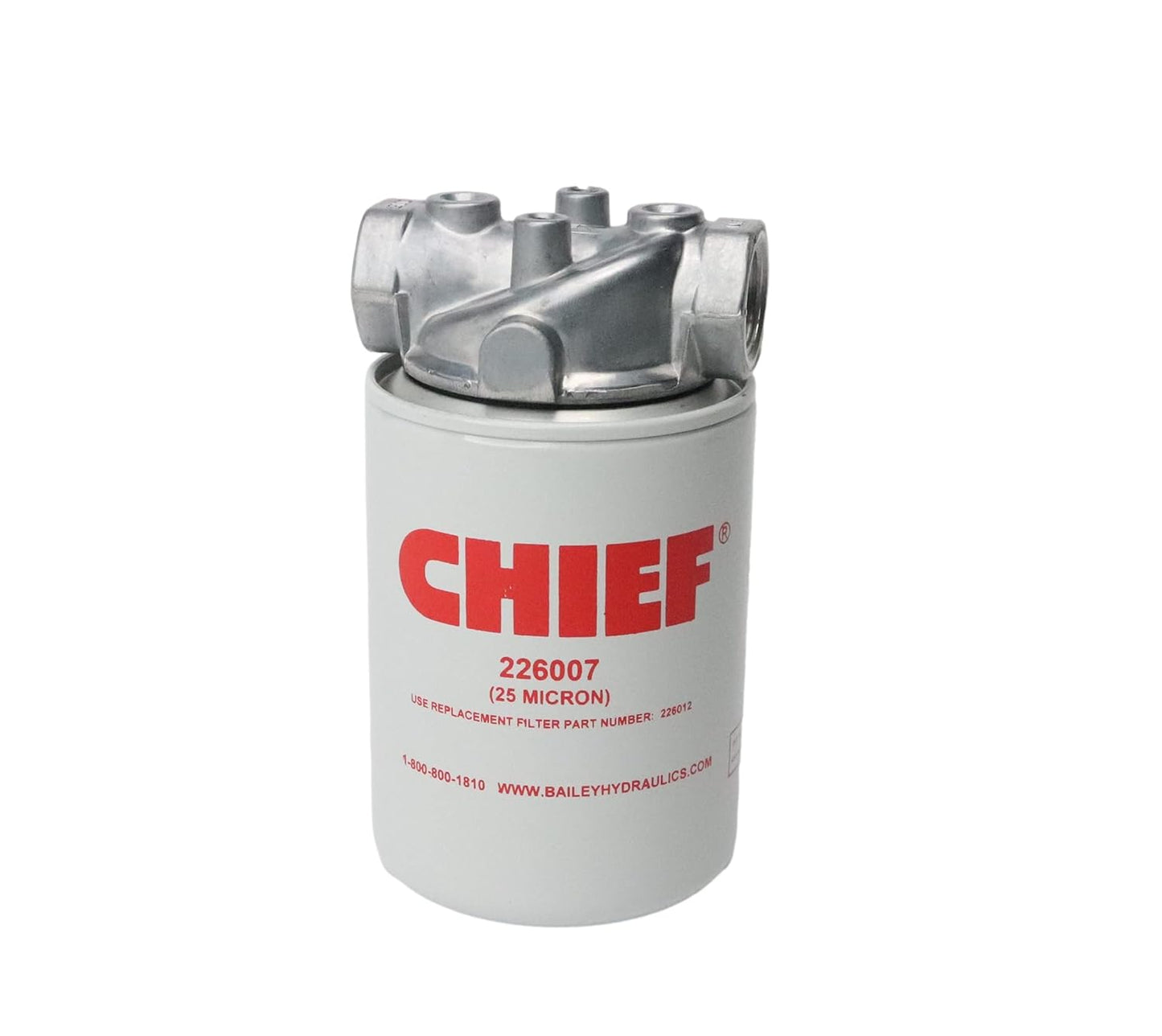 Chief Conjunto de filtros giratorios - Filtro hidráulico de 10 micrones - Conjunto de filtro hidráulico con derivación de 15 PSI 250 PSI, 25 GPM, puerto de entrada/salida NPTF de 3/4 pulgadas, rosca de 1 a 12, sin puerto indicador