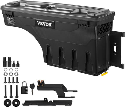 VEVOR Truck Bed Storage Box, Swing Case Fits Ford F-150 2015-2021, Passenger Side, Lockable Wheel Well Tool Box with Password Padlock, Waterproof and Durable ABS Tool Box