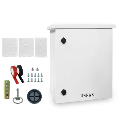 UNNAK Caja eléctrica para exteriores, 23.6 x 19.7 x 11.8 pulgadas, caja de conexiones impermeable de metal, anticorrosión universal grande Enlcosure, caja de distribución de energía de poste eléctrico (23.622 x 19.685 x 11.811 in)