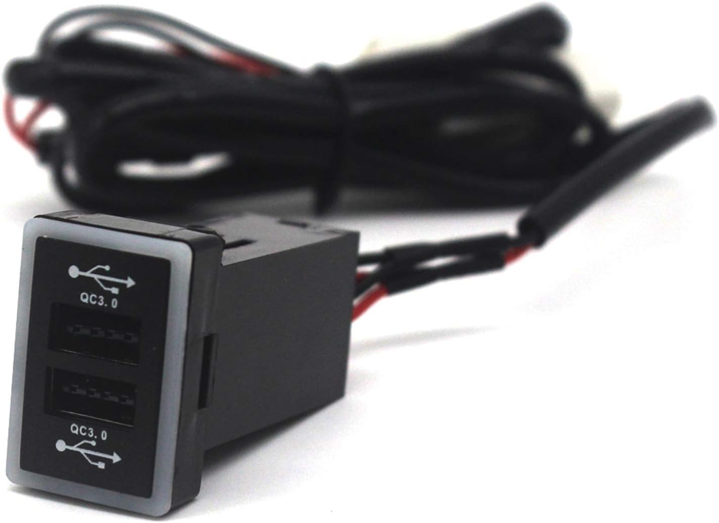 Toma de corriente USB dual para Toyota QC3.0, cargador de coche de carga rápida, adaptador USB para smartphone/iPad/PDA y más, salida máxima de 6.4 A (1.260 x 0.787 in)