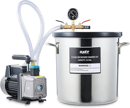 Orion Motor Tech Cámara de Vacío y Bomba de 3 Galones, kit de Desgasificación de Resina Epoxi, Cámara de Vacío de Acero Inoxidable y Bomba de Vacío de 3.5 CFM para el Hogar (3 Galones)