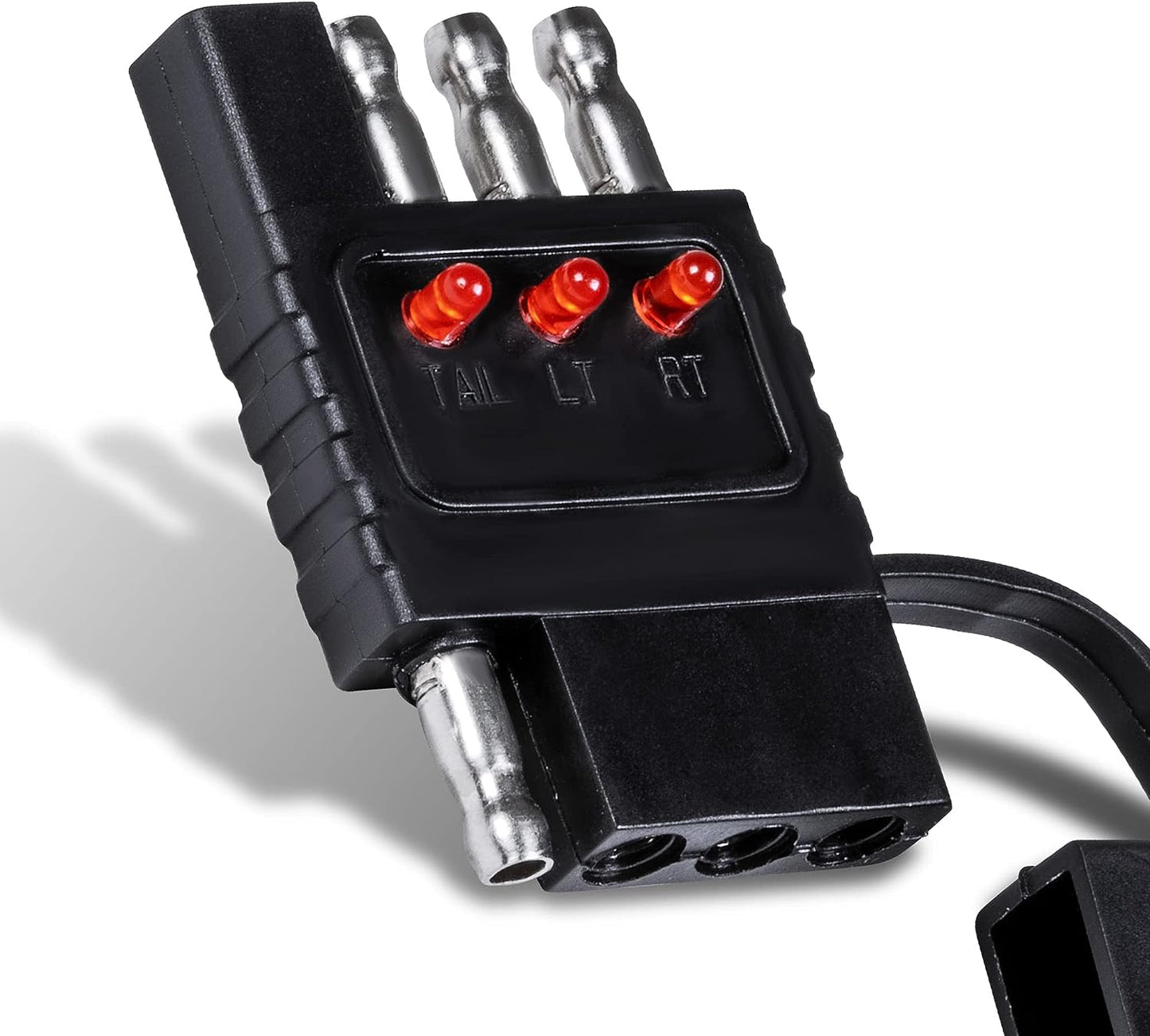 ONLINE LED Store - Probador de cableado de remolque plano de 4 vías [terminales de cobre niquelado] [macho y hembra] [prueba de continuidad] Probador de circuito de cable de luz de remolque de 4 pines