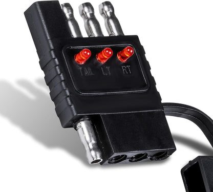 ONLINE LED Store - Probador de cableado de remolque plano de 4 vías [terminales de cobre niquelado] [macho y hembra] [prueba de continuidad] Probador de circuito de cable de luz de remolque de 4 pines