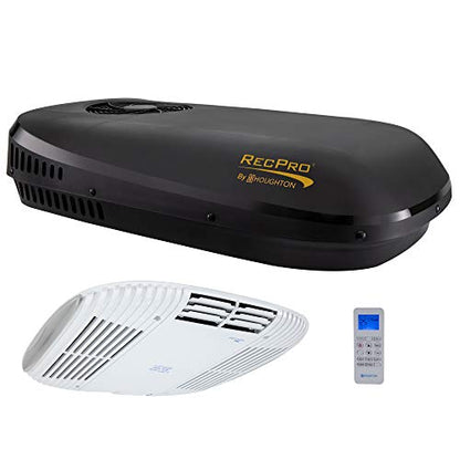 RecPro Aire acondicionado RV de bajo perfil 9.5K sin conductos | CA silenciosa | Solo refrigeración | Unidad de CA RV | Aire acondicionado para caravana (negro)