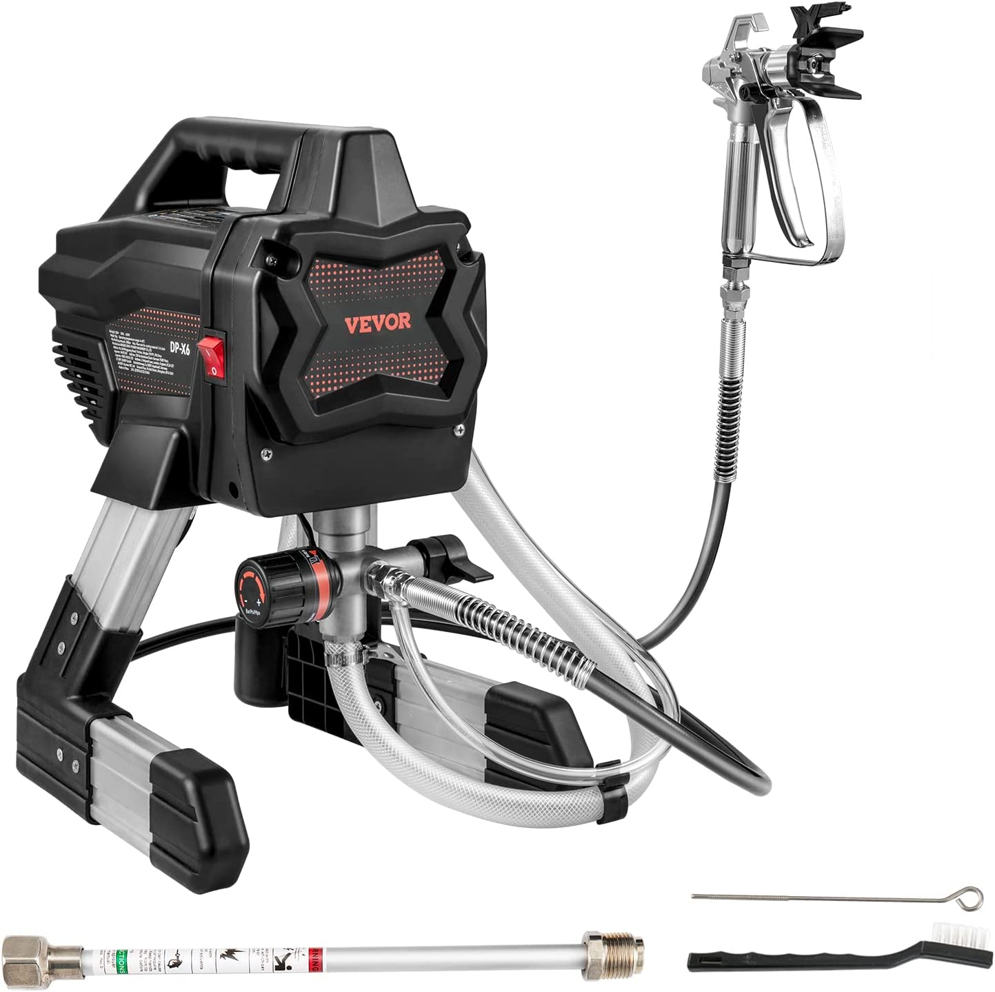 VEVOR - Pulverizador de pintura sin aire 7/8 HP de alta eficiencia, barra de extensión eléctrica para pintar y kit de limpieza para interiores, exteriores, muebles y vallas; 650 vatios, 2900 PSI