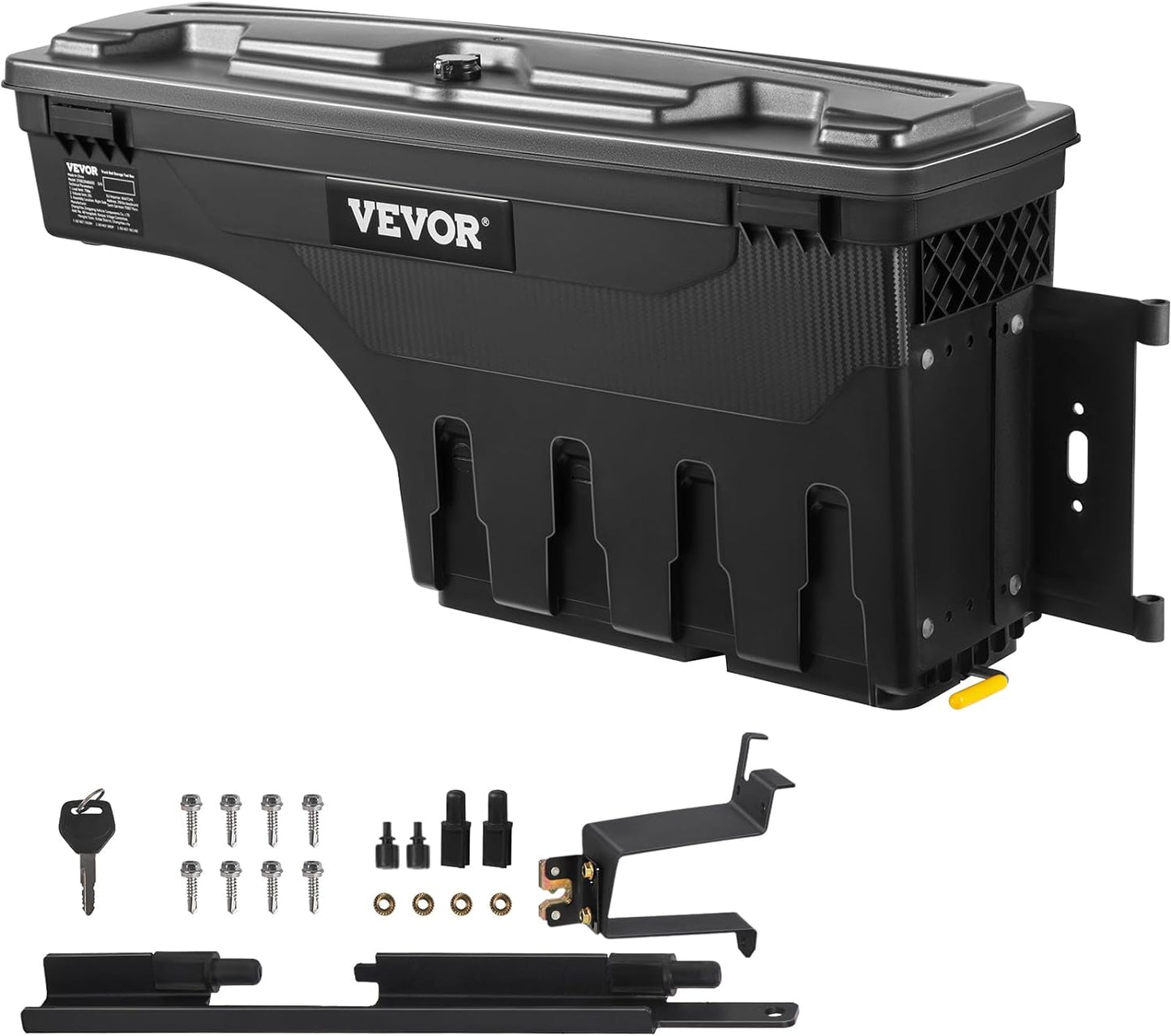 VEVOR Truck Bed Storage Box, Swing Case Fits Ford F-150 2015-2021, Passenger Side, Lockable Wheel Well Tool Box with Password Padlock, Waterproof and Durable ABS Tool Box