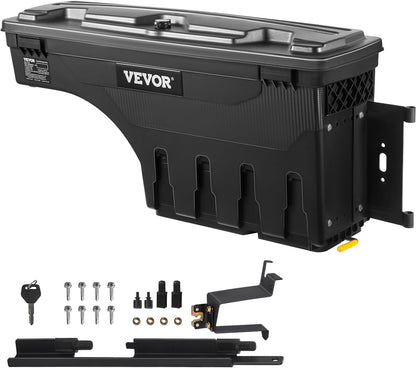 VEVOR Truck Bed Storage Box, Swing Case Fits Ford F-150 2015-2021, Passenger Side, Lockable Wheel Well Tool Box with Password Padlock, Waterproof and Durable ABS Tool Box